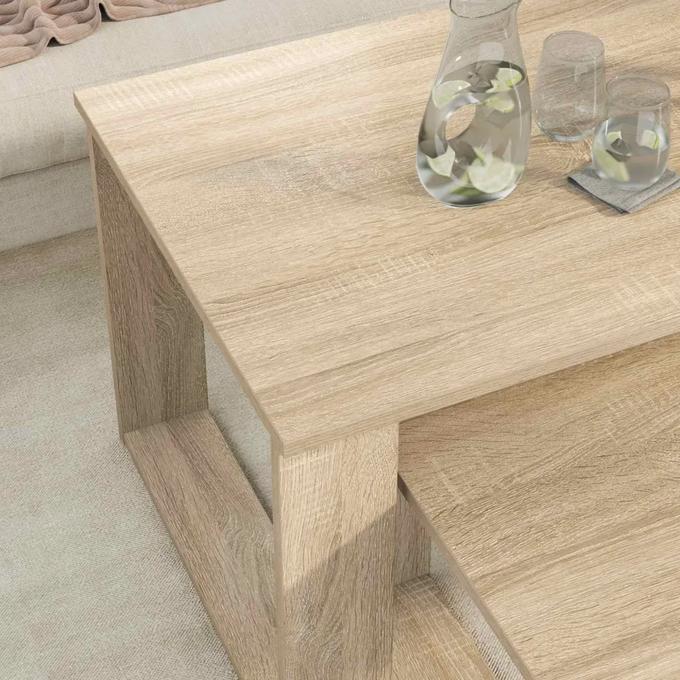 vidaXL Koffietafel Set 2 st Sonoma Eiken 100 x 50 x 42 cm Bewerkt hout, foto 4