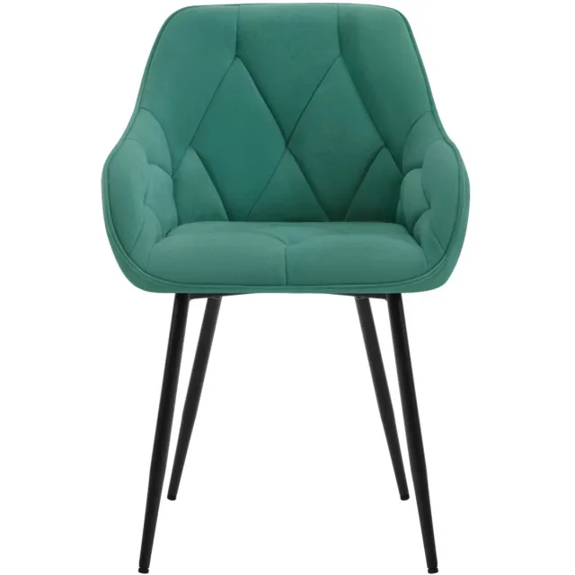 Happiq 2 Stuks Eetkamerstoelen - Gestoffeerde Keukenstoelen met Rugleuning en Armleuningen - Metalen Poten - Voor Woonkamer, Kantoor of Kaptafel Mint groen