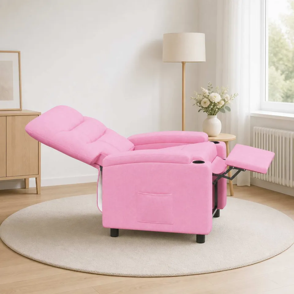 vidaXL Ligstoel Roze 75 x 95 x 103 cm Stof, foto 3