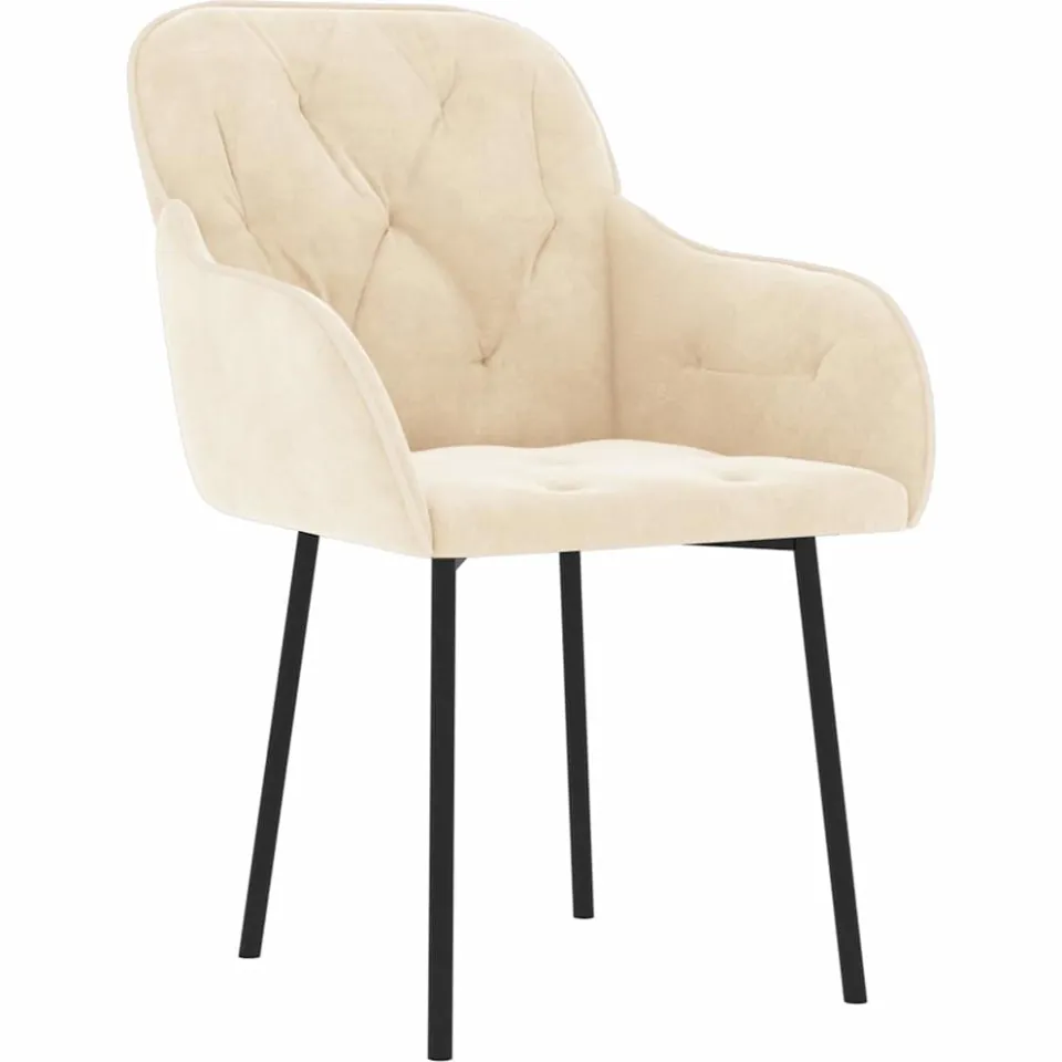 vidaXL Eetkamerstoelen 2 st fluweel crèmekleurig