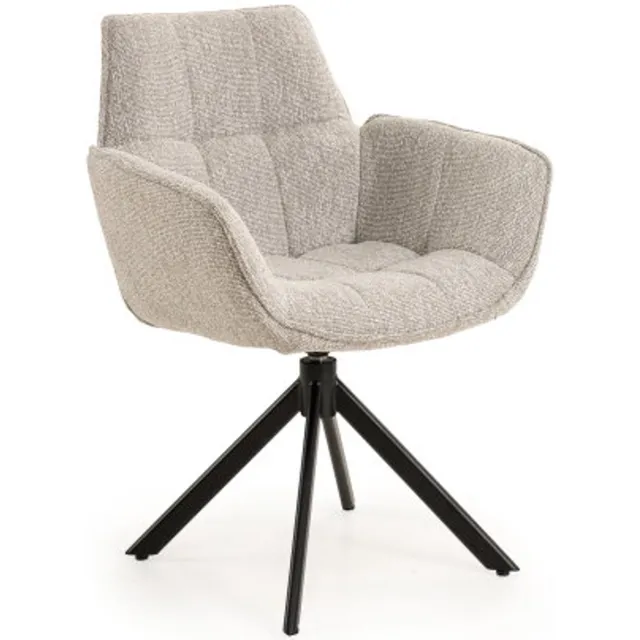 Moods Collection Eetkamerstoel Monaco draaibaar Venus zwart - Lodge naturel 01