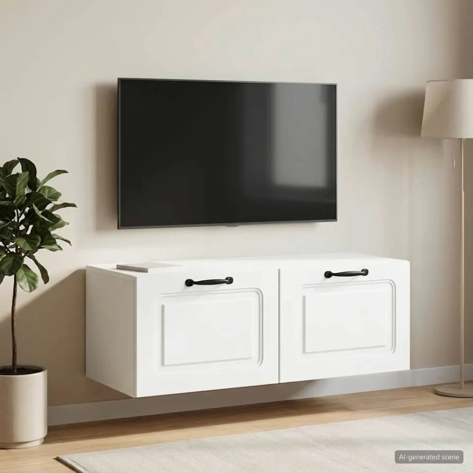 vidaXL Wandbeugel TV-kast Wit 78,5 x 41 x 30 cm Bewerkt hout, foto 4