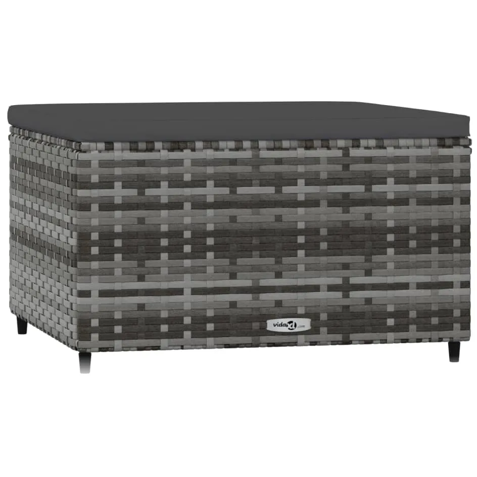 vidaXL Voetensteun met kussen poly rattan grijs, foto 3