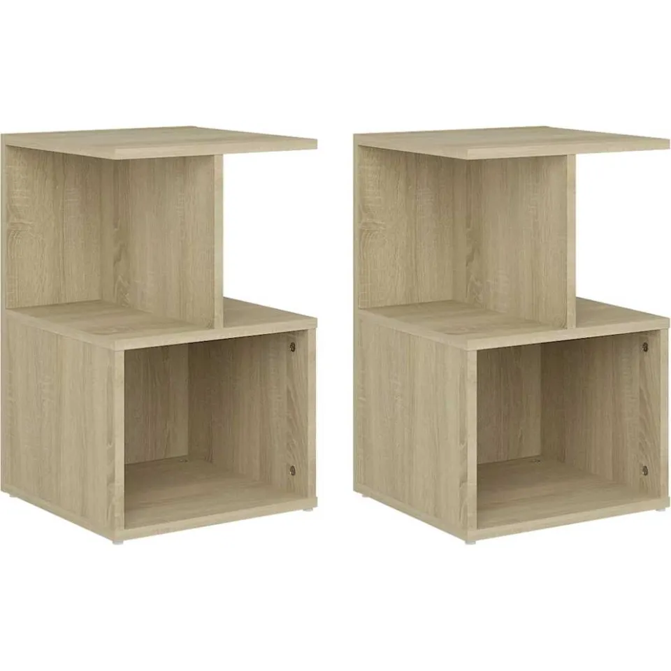vidaXL Nachtkastjes 2 st 35x35x55 cm bewerkt hout sonoma eikenkleurig, foto 3