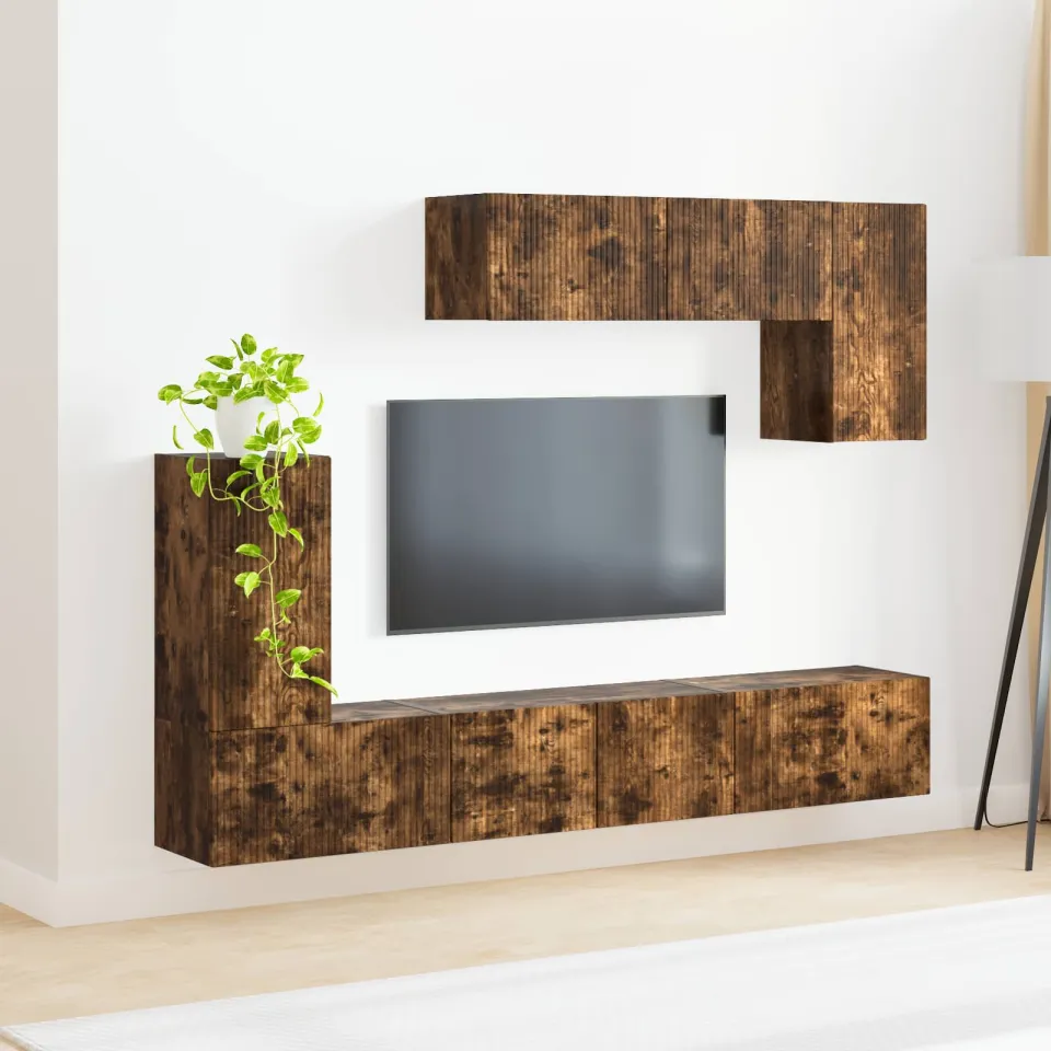 vidaXL Tv-meubelset 4 st Gerookt eiken Bewerkt hout, foto 4