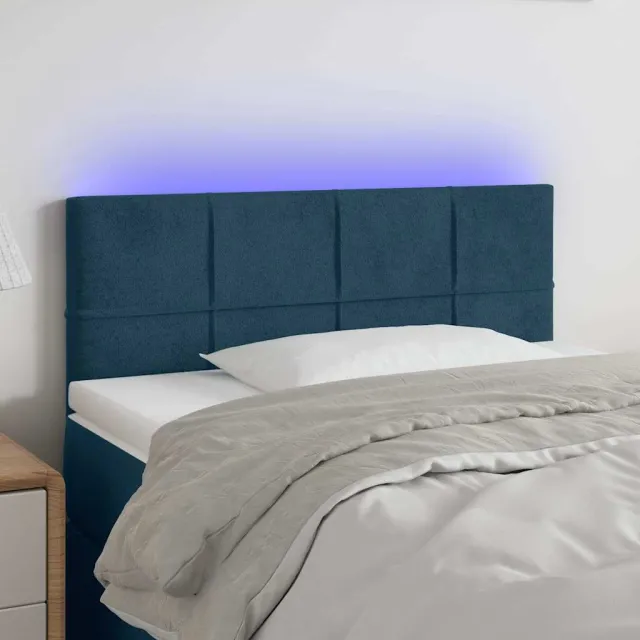 vidaXL Hoofdbord LED 100x5x78/88 cm fluweel donkerblauw blauw