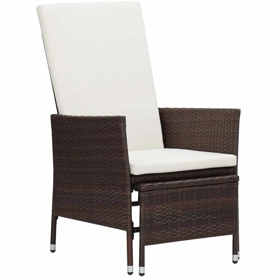 vidaXL 3-delige Loungeset met kussens poly rattan bruin, foto 2