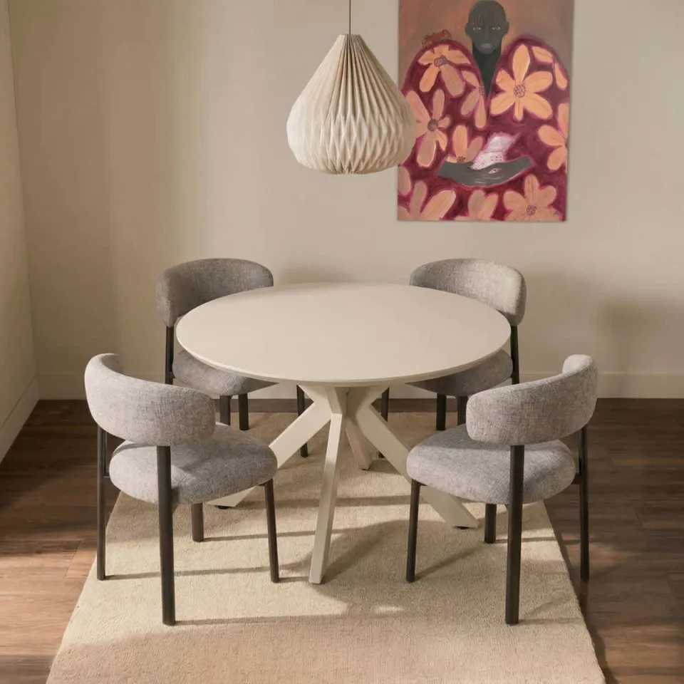 Giga Meubel Eettafel Gimo - Rond Beige - 120x120x76cm, foto 3