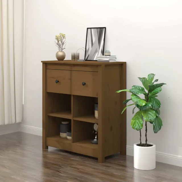 vidaXL Dressoir 70x35x80 cm massief grenenhout honingbruin bruin, foto 2