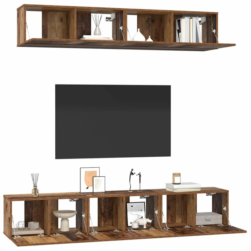 vidaXL Tv-meubelset 5 st 80 x 30 x 30 cm Oud Hout bruin, foto 3