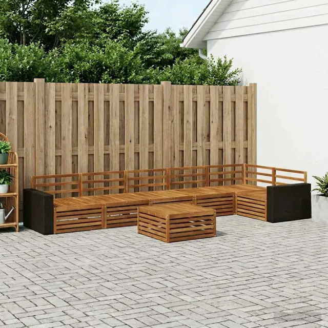 vidaXL Buiten bankenset 7 st 6-zits Naturel Massief Acaciahout