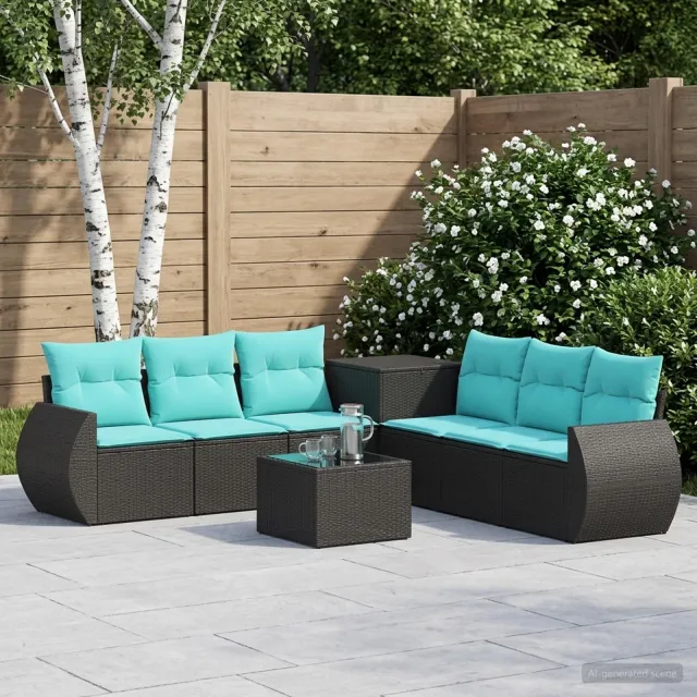 vidaXL Bankstel 8 st Zwart en Blauw 55 x 55 x 37 cm