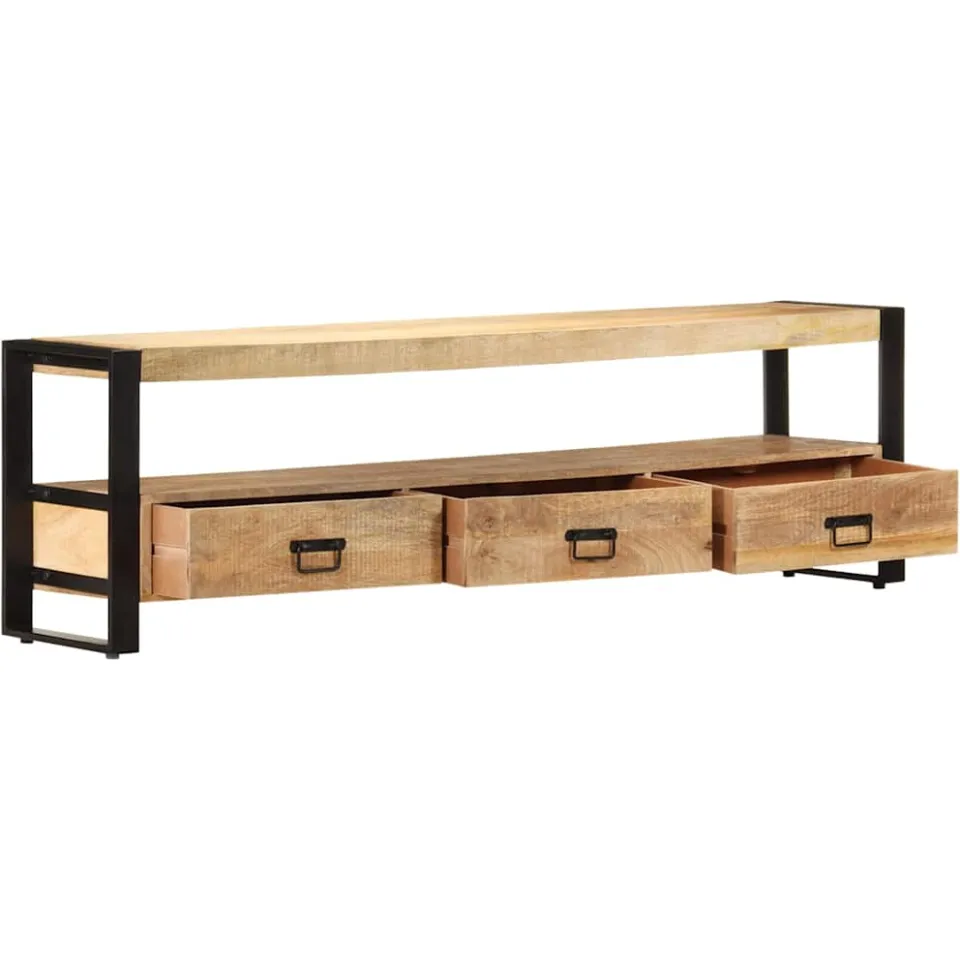 vidaXL Tv-meubel 150x30x45 cm massief mangohout bruin, foto 3