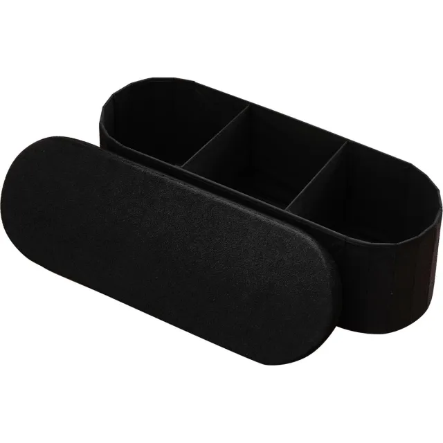 Vevor Opvouwbare Voetenbank met Opbergruimte (Ovaal), Opvouwbare Kruk met Gevoerde Zitting, Draagvermogen tot 299,37kg, 11x38x38cm, Voetenbank voor Woonkamer, Slaapkamer, Gang, Zwart
