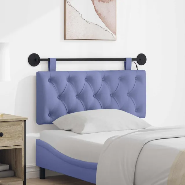vidaXL Hangend hoofdbord Jeans Blauw Stof