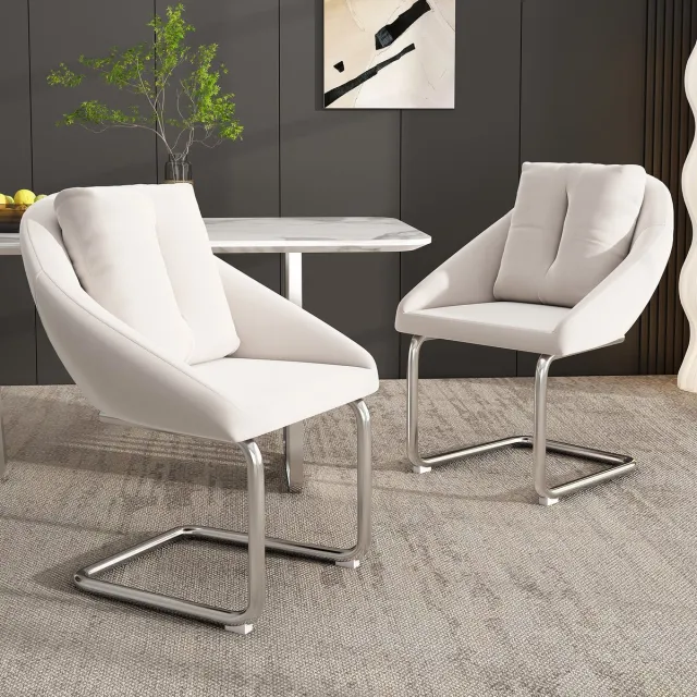Wishdor Eetkamerstoelen - Ergonomisch Ontwerp - Fluwelen Bekleding - Metalen Poten - Beige - Set Van 2 Voor Woonkamer