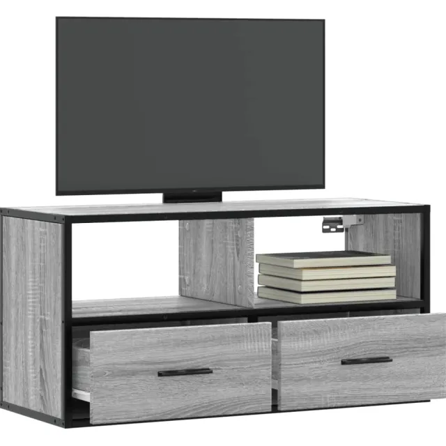vidaXL Tv-meubel 80x31x39,5 cm bewerkt hout metaal grijs sonoma eiken