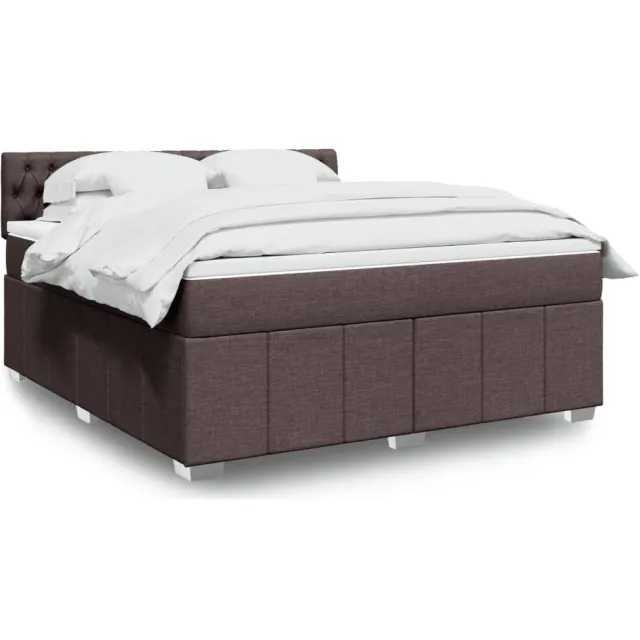 vidaXL Boxspring met matras stof donkerbruin 180x200 cm bruin