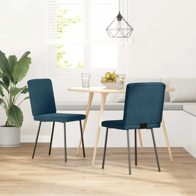 vidaXL Eetkamerstoelen 2 st fluweel blauw, foto 2