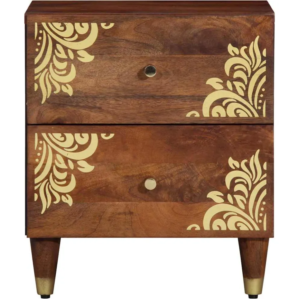 vidaXL Nachtkastje Honingbruin 40 x 33 x 46 cm Massief Mango Hout bruin, foto 3