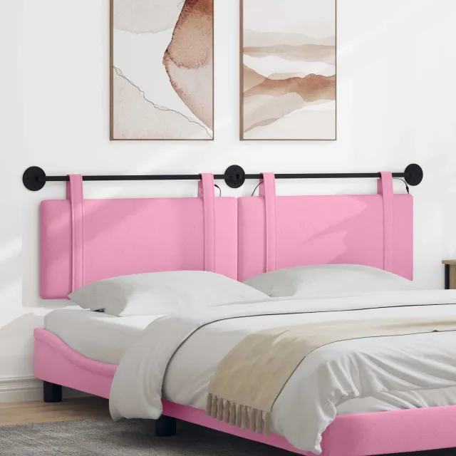 vidaXL Hangend hoofdbord Roze Stof