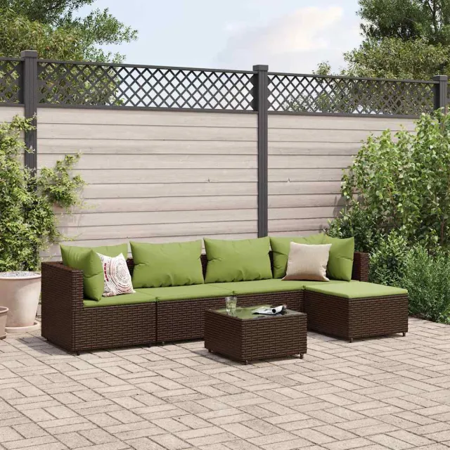 vidaXL 6-delige Loungeset met kussens poly rattan bruin, foto 2
