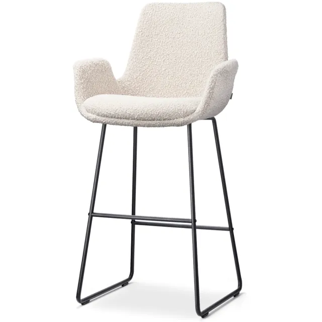 Nolon Nino-Eef barkruk bouclé beige - zwart onderstel - 75 cm