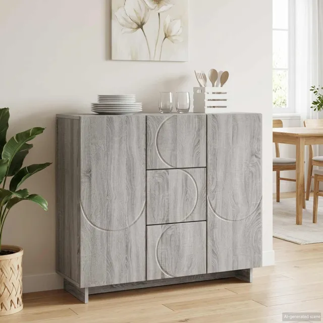 vidaXL Dressoir Grijs Sonoma 85,5 x 31 x 75 cm Bewerkt hout