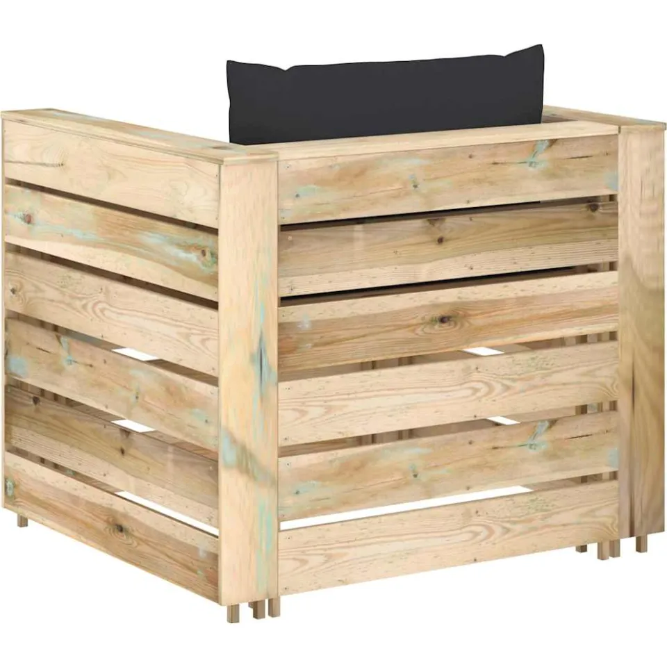 vidaXL 2-delige Loungeset met kussens groen geïmpregneerd hout, foto 4