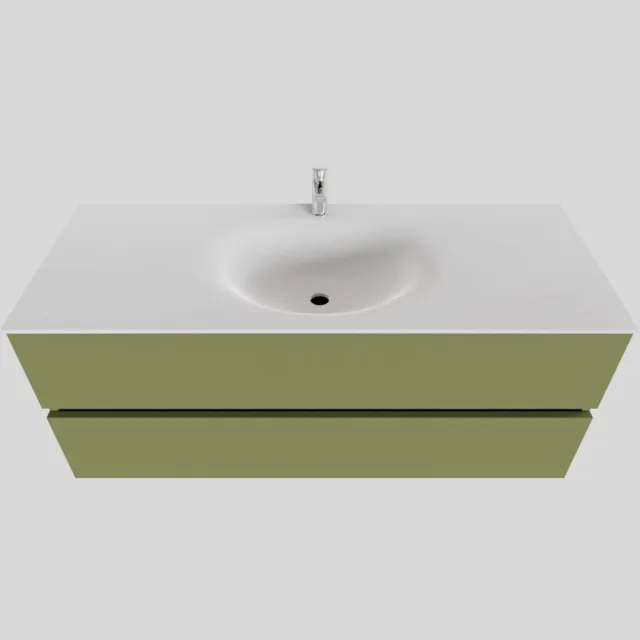 Boss & Wessing Badkamermeubel Solid Surface BWS Stockholm 120x46 cm Midden Mat Groen (met 1 kraangat)