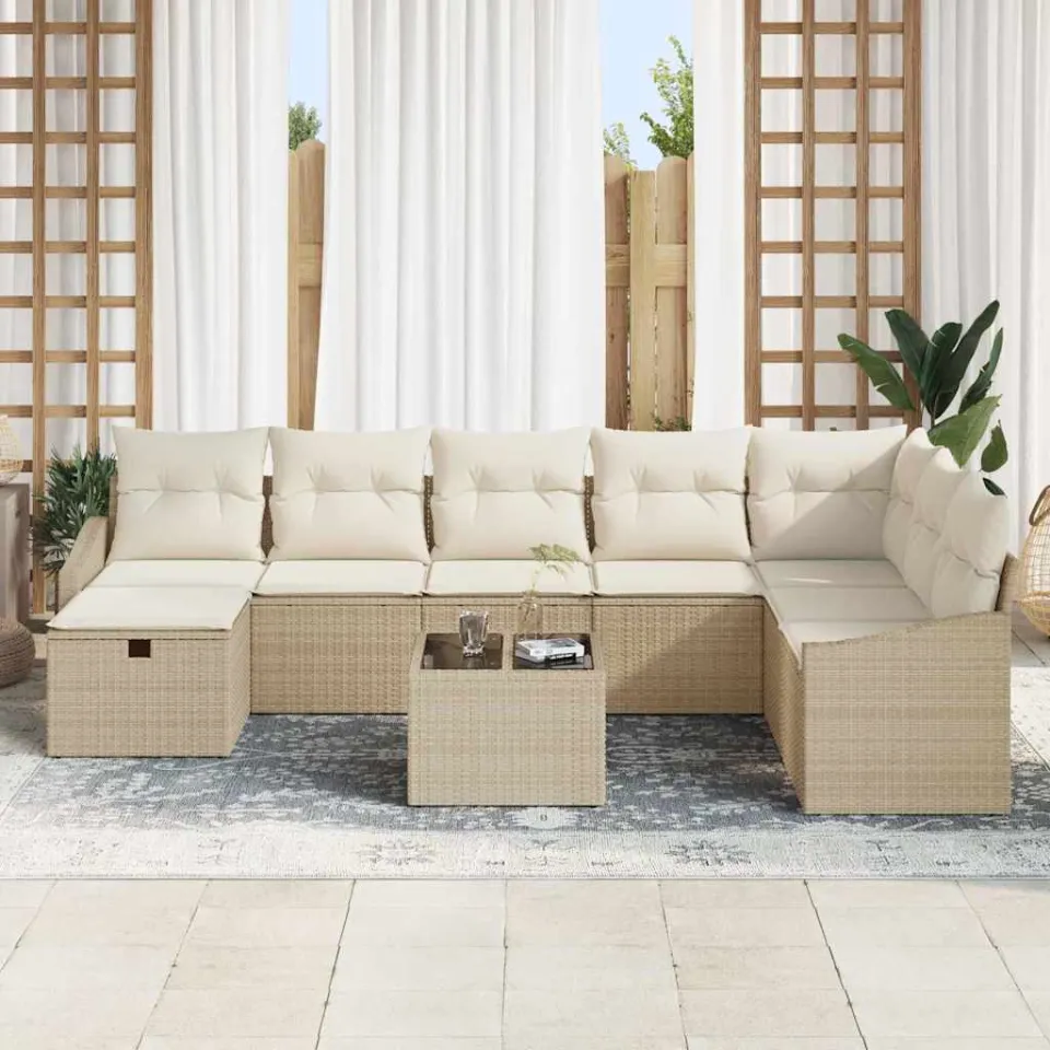 vidaXL Tuin Sofa Set 9 st poly rattan bruin, foto 3