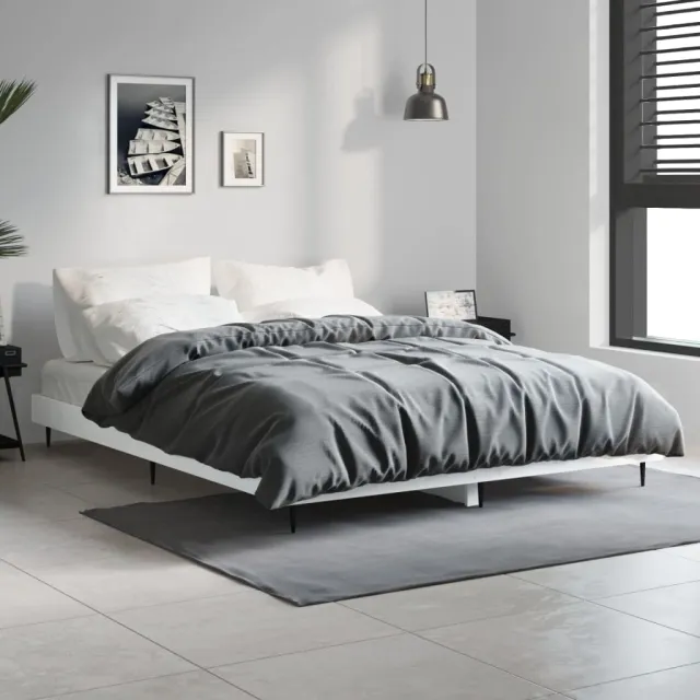 vidaXL Bedframe bewerkt hout wit 135x190 cm