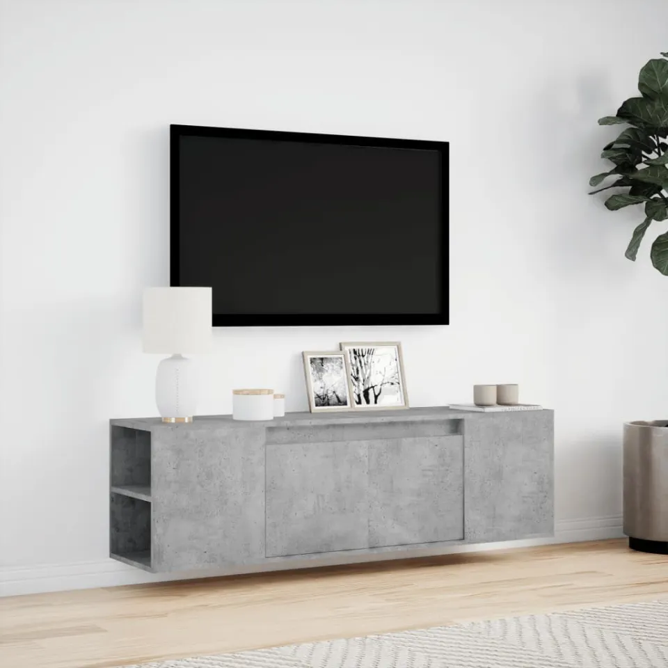 vidaXL Tv-wandmeubel met LED-verlichting 135x31x39,5 cm betongrijs grijs, foto 2