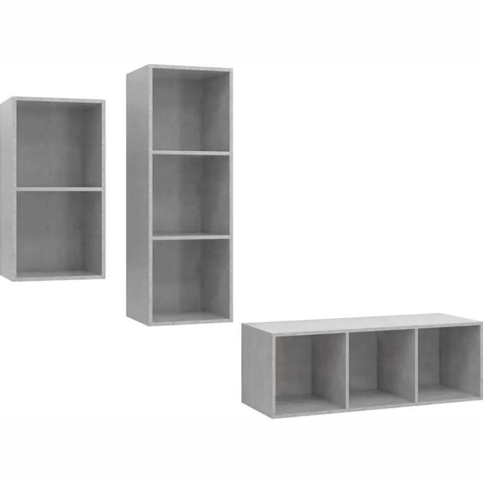 vidaXL 3-delige Tv-meubelset bewerkt hout betongrijs grijs, foto 3