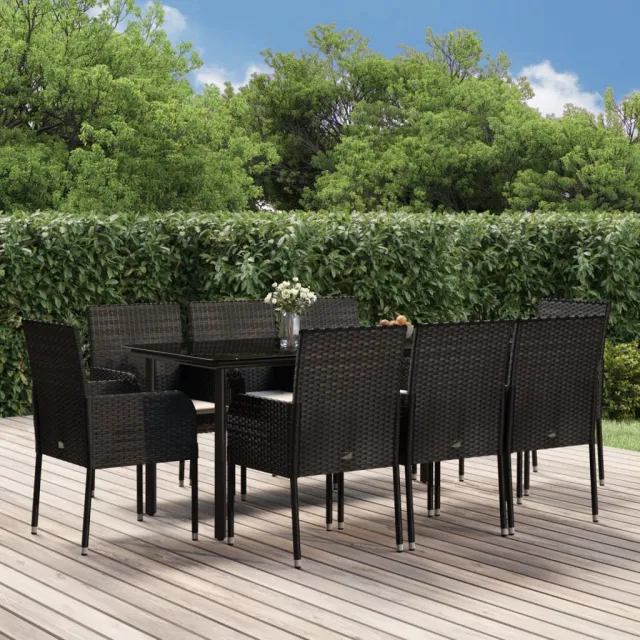 vidaXL 9-delige Tuinset poly rattan zwart, foto 2