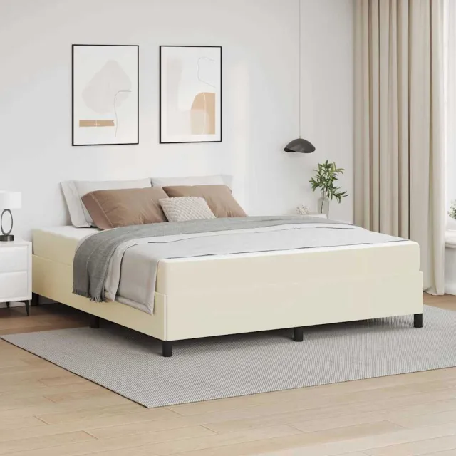 vidaXL Bedframe met matras Crème 180 x 200 cm Stof