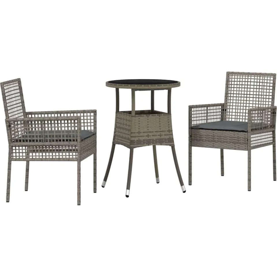 vidaXL Tuin eettafelset 3 st Grijs poly rattan