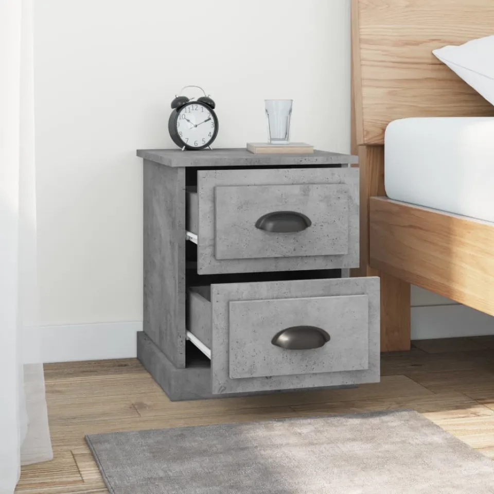 vidaXL Nachtkastjes 2 st 39x39x47,5 cm bewerkt hout betongrijs grijs, foto 4