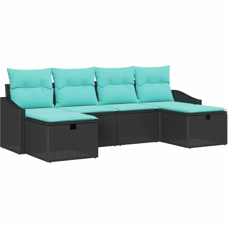 vidaXL Tuin Sofa Set 6 st poly rattan Zwart