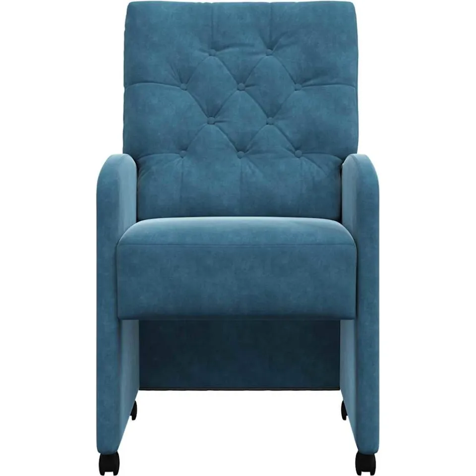 vidaXL Eetkamerstoelen met Wieltjes 2 st Fluweel Blauw 58 x 67 x 97 cm, foto 4