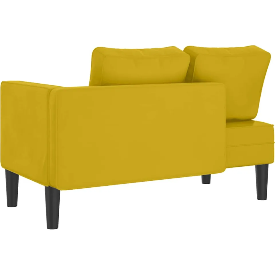 vidaXL Chaise longue met kussens fluweel geel, foto 4