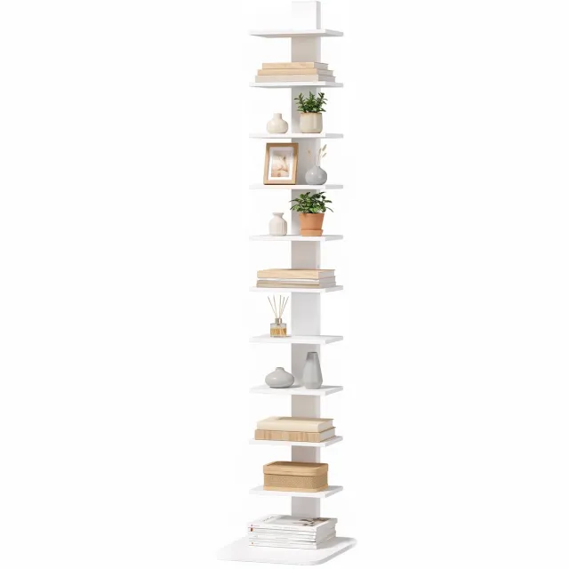 ECTEATOY Boekenkast - met 11 Planken - Smalle Hoge Opbergkast - Wit - 34,5x41,5x163,5 cm