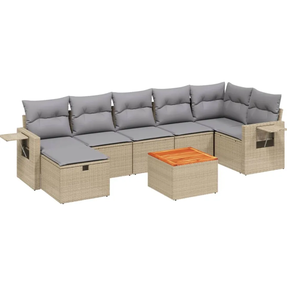 vidaXL Patio Sofa Set 7-zits Mix Beige en Lichtgrijs, foto 3