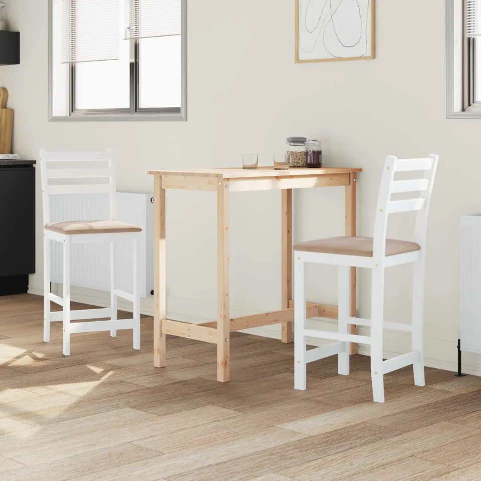 vidaXL Eettafelstoelen 2 st Massief Rubberhout Wit 40 x 47,5 x 99,5 cm, foto 3