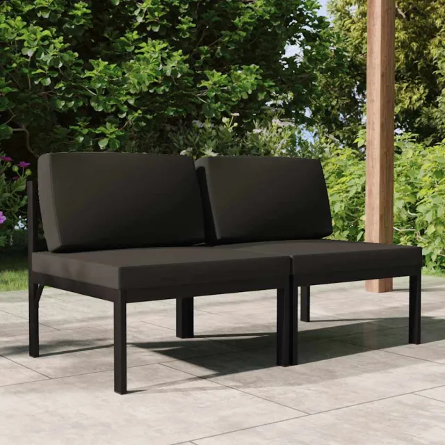 vidaXL Tuinbank 2-zits met kussens aluminium antracietkleurig, foto 2