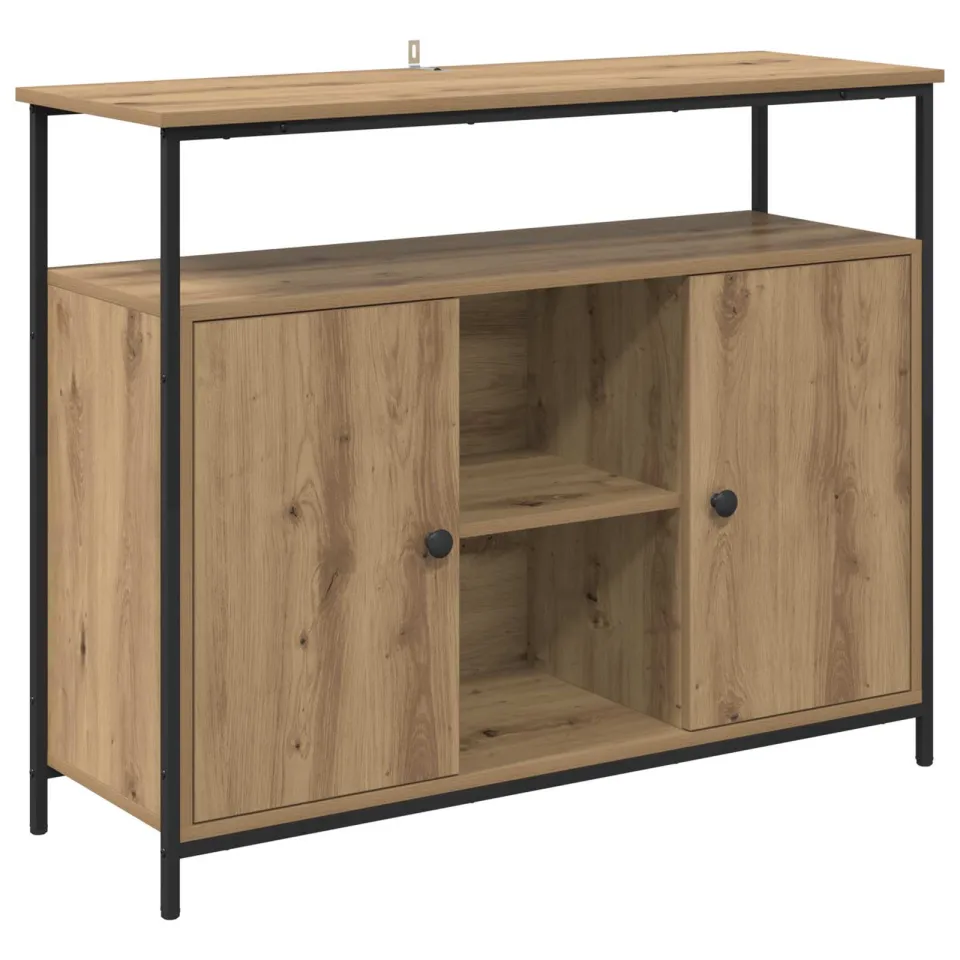 vidaXL Dressoir Artisan Eiken 100 x 35 x 80 cm Bewerkt hout, foto 3