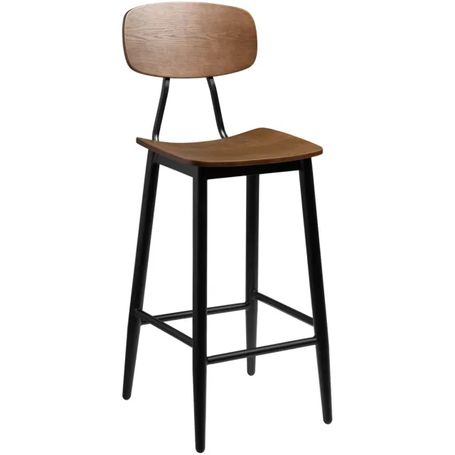 Vega 2x VEGA Barstoel Scola; 44.5x51x115 cm (BxDxH); zitting bruin antiek, frame zwart; 2 stuk / verpakking