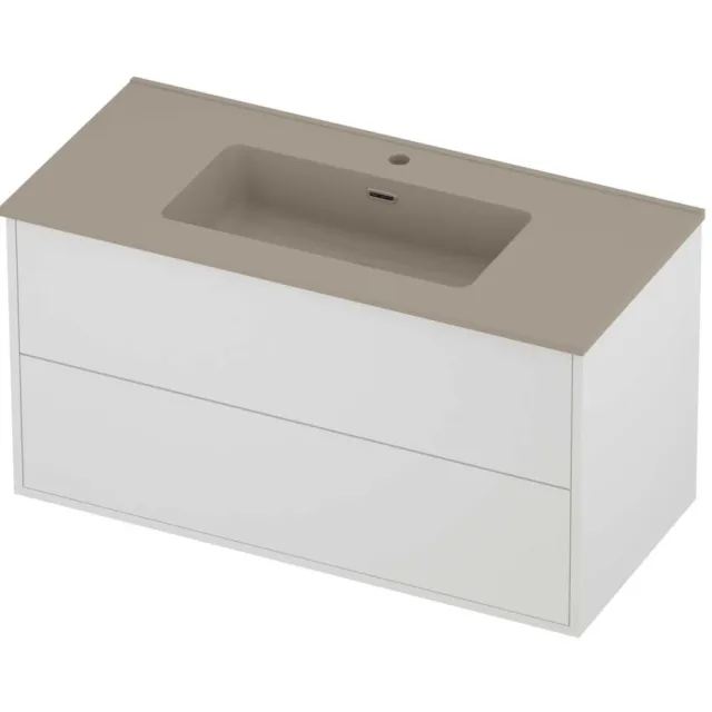 Proline Tribute Badmeubelset Porselein Elegant In Kader 100x46x54 cm Mat Crème Cotton Mat White Mat Wit