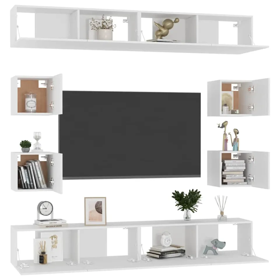 vidaXL 8-delige Tv-meubelset bewerkt hout wit, foto 3