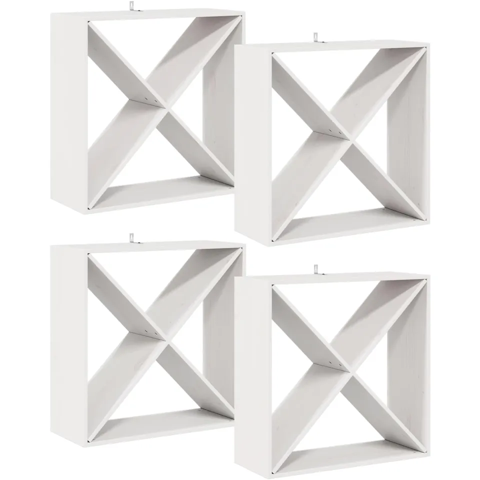 vidaXL Wijnrek 4 st Wit 62 x 25 x 62 cm Massief grenenhout, foto 3
